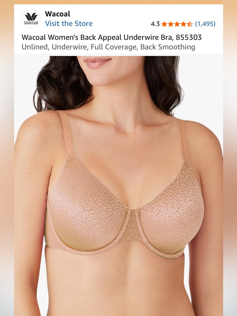 Wacoal underwire full coverage bra